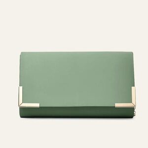 Elegant Green Satin Envelope Clutch